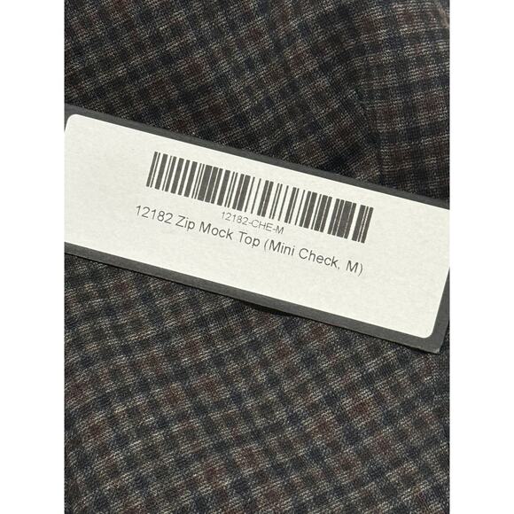NWT Kal Rieman Quarter Zip Mock Checked Top, Size M - Picture 7 of 8